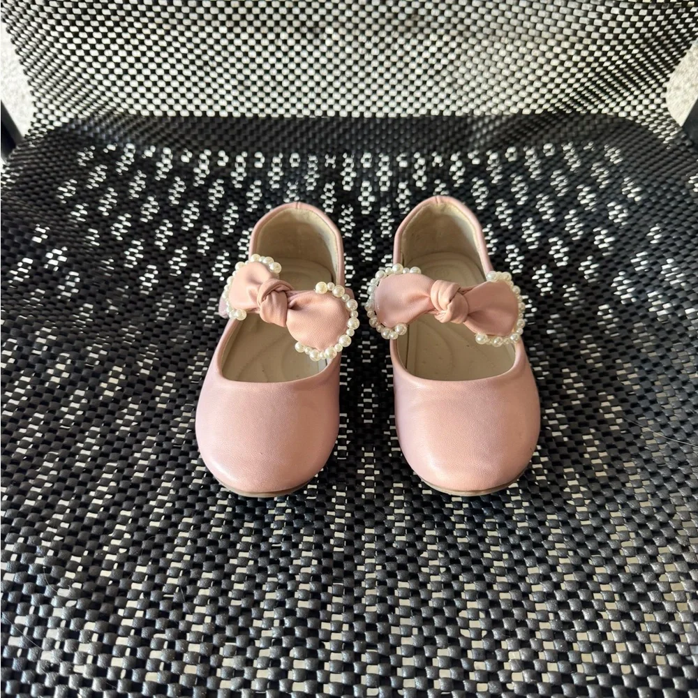 Dream Pairs Blush Pearl Bow Kids Dress Shoes